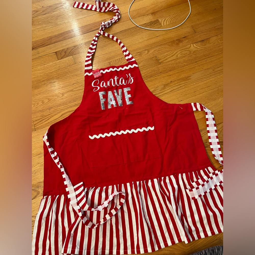 Burton & Burton Red and White Festive Santa’s face sequin Apron